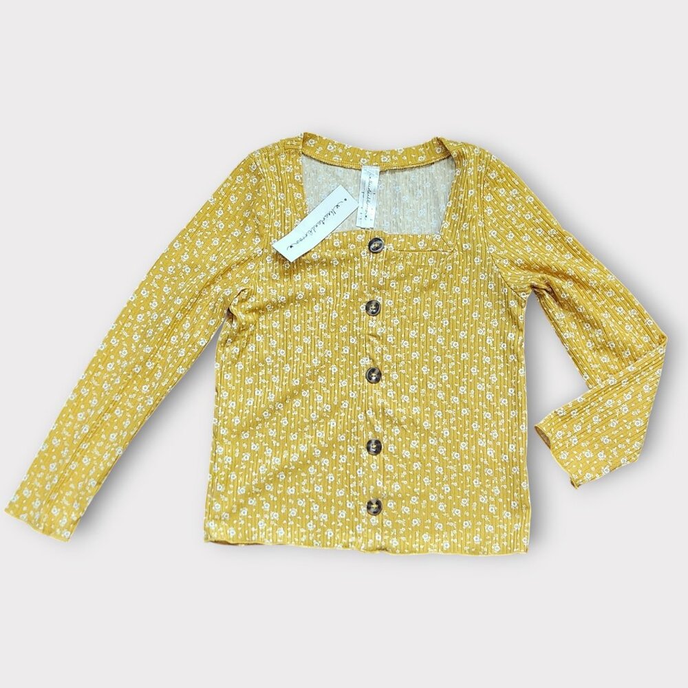 Heart & Arrow Girls Long Sleeve Top Size 14 Yellow Floral